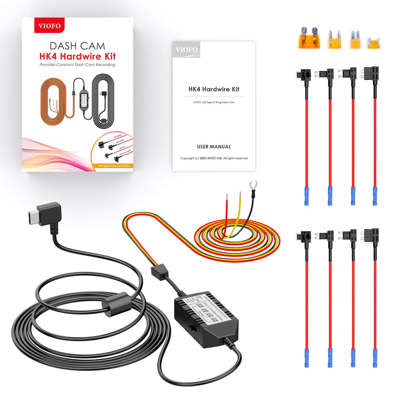 VIOFO HK4 Hardwire Kit with 8pcs Full Set Circuit Fuse Tap, Type-C Port, for A119MINI /A119MINI 2 /A229 Duo&Plus&PRO /T130 /WM1 /A139 /A139Pro Dash Cam HK4+8PCS Full Set Fuse