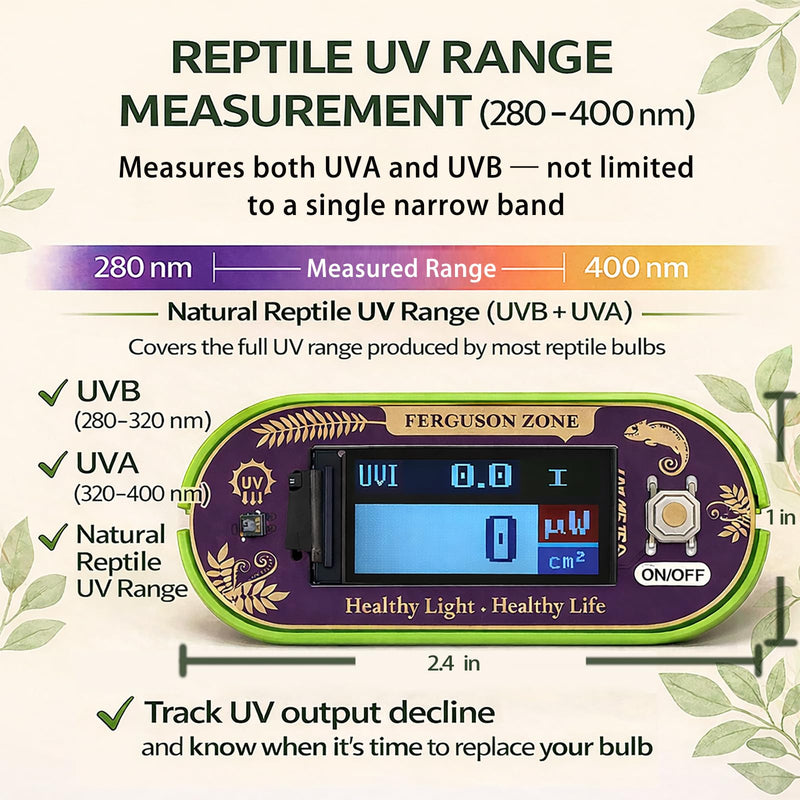 [AUSTRALIA] - Reptile UVI Light Meter – Portable UV Index Reader for Basking Spot Monitoring – Helps Reptile Owners Know When to Replace UV Lamps – for Bearded Dragon, Chameleon & Gecko – Battery Included 1 