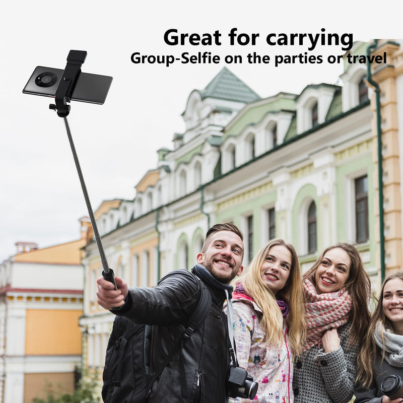 Selfie Stick, 40 in Retractable Phone Tripod with Wireless Remote Control & Light, Portable Selfie Stick Tripod for Photograph, Live Streaming, Video Recording, Compatible with All Cellphones Black