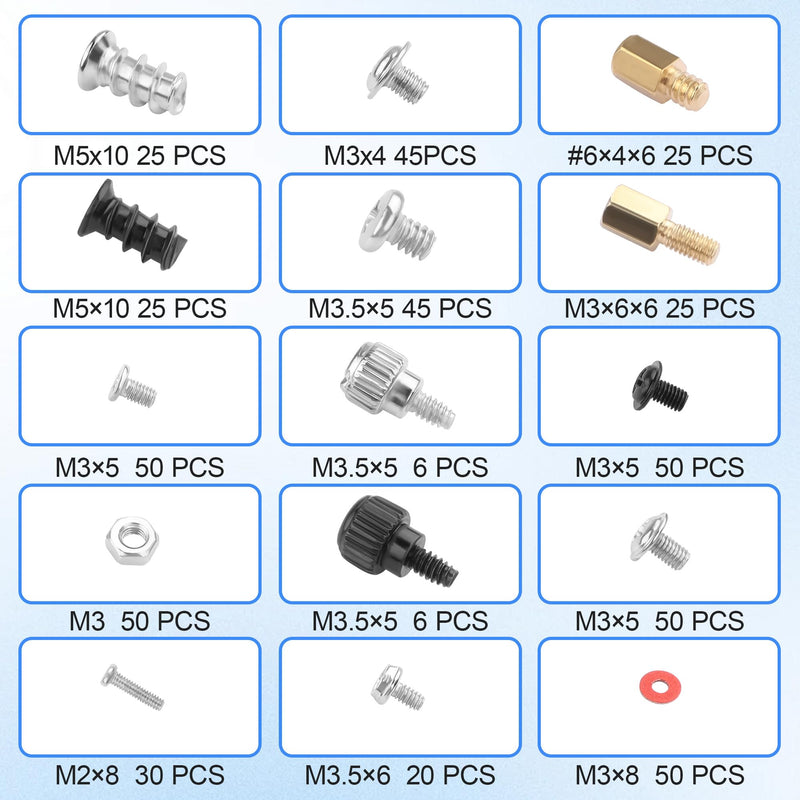 502PCS PC DIY Screw Kit, Assorted Size Screws Nuts Washers for Computer Building, Case Modding, Gaming PC Upgrade & Laptop Repair - Portable Metal Fastener Set