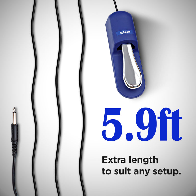 [AUSTRALIA] - VALDI BP-3 Sustain Pedal - Universal Pedal for Keyboard Piano, Digital Pianos, MIDI Keyboards & Synths - Conversion Switch for All Brands - 1/4'' Jack, Anti-Slip Design, Extended Cable (BULE) BULE 