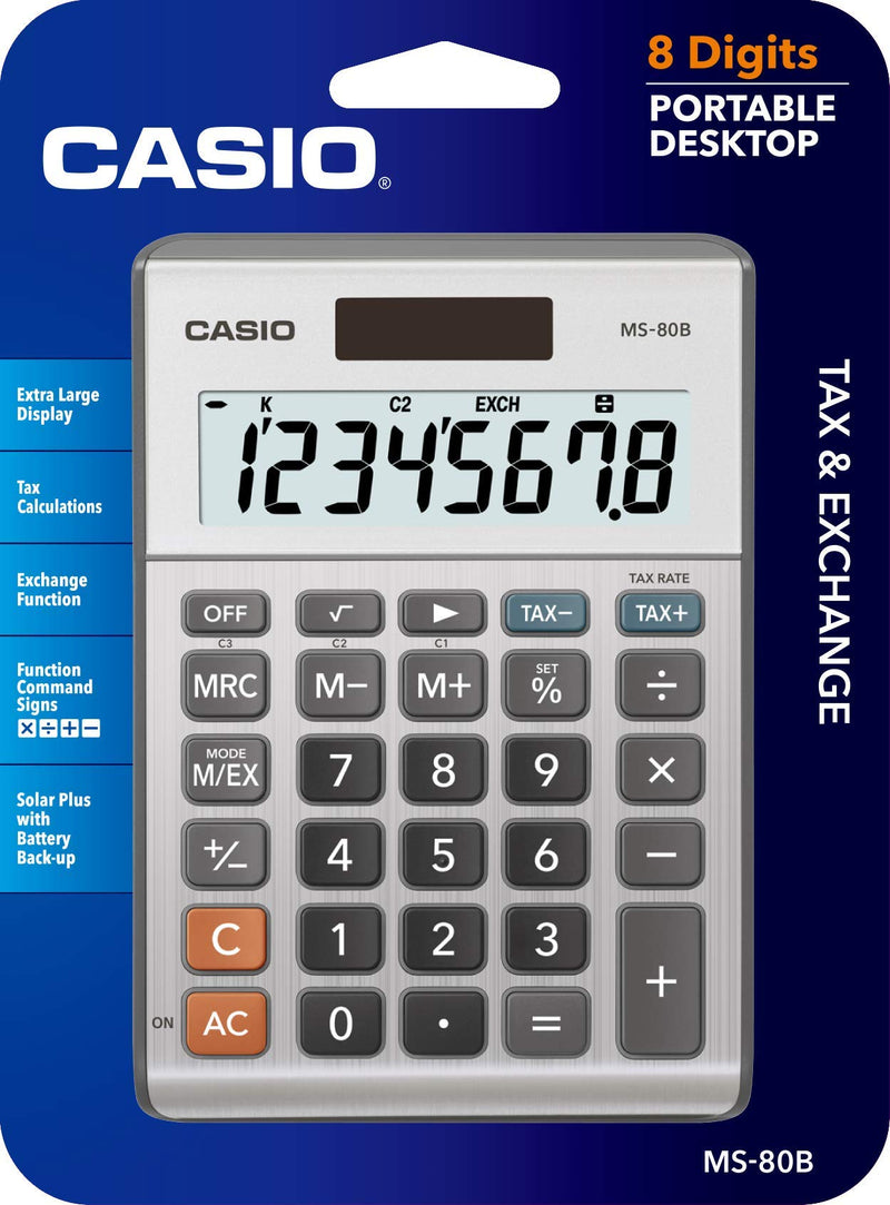 Casio MS-80B Standard Function Desktop Calculator Brush Nickel