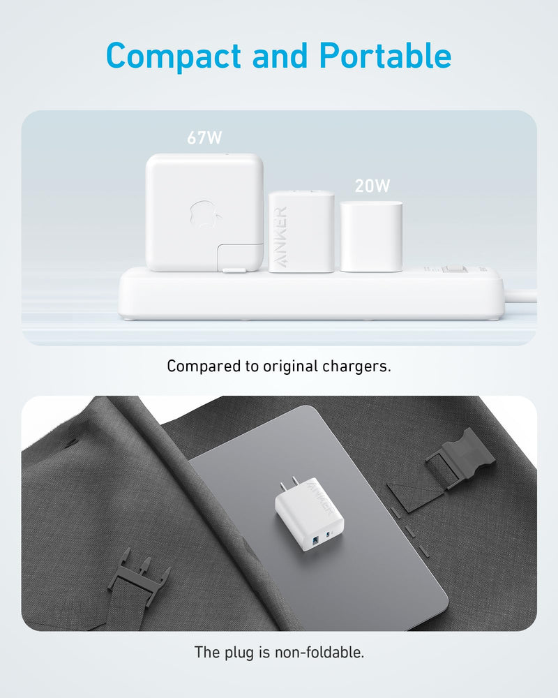 Anker iPhone 15 Charger, Anker USB C Charger Block, 2-Pack 20W Fast Wall Charger for 15/15 Pro/Pro Max/iPad Pro and More, with 2 Pack 5 ft USB-C Cable 2pack&2cable White 1