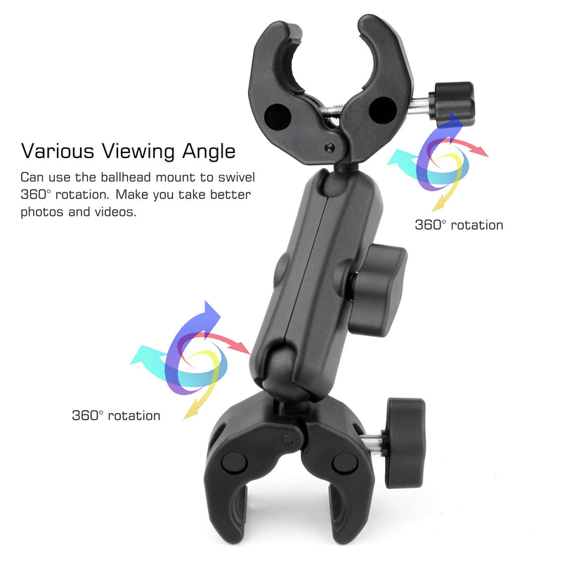 [AUSTRALIA] - GEPULY Umbrella Clamp for Chair 5.5lb Load, 20-50mm Double Super Camera Mount, Aluminum Magic Arm Dual Ball Head Heavy Duty for Handlebar/Tripod/Stroller Wheelchair/Desk/Pole/Cross Bar/Motorcycle 2 Clamps 