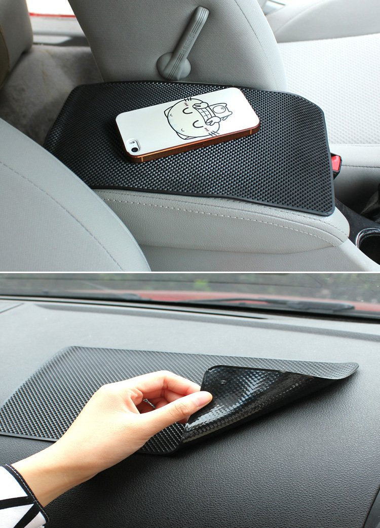 Tianmei 10.6in x 6.1in Extra Large Size Anti-Slip Rubber Pad, Car Dashboard Universal Non-Slip Mat use for Cell Phones, Sunglasses, Keys, Coins and More (Pure Black) Pure Black - 10.6in x 6.1in