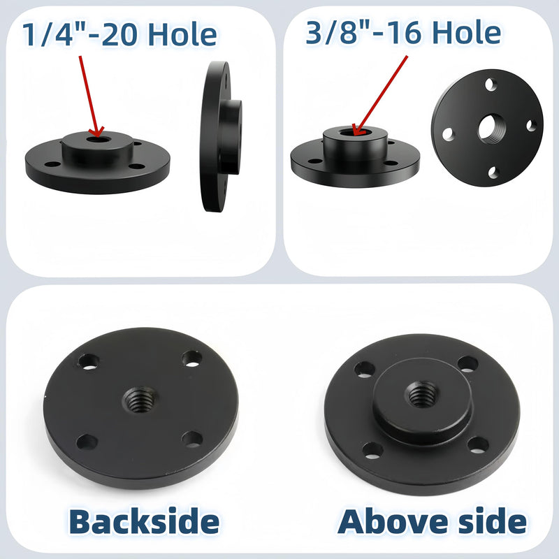 2PCS Camera Adapter Mount Multifunction Desktop Microphone Flange Mount Male 1/4-20 and 3/8-16 and 5/8-27 Inch Female Mic Monitor Mount