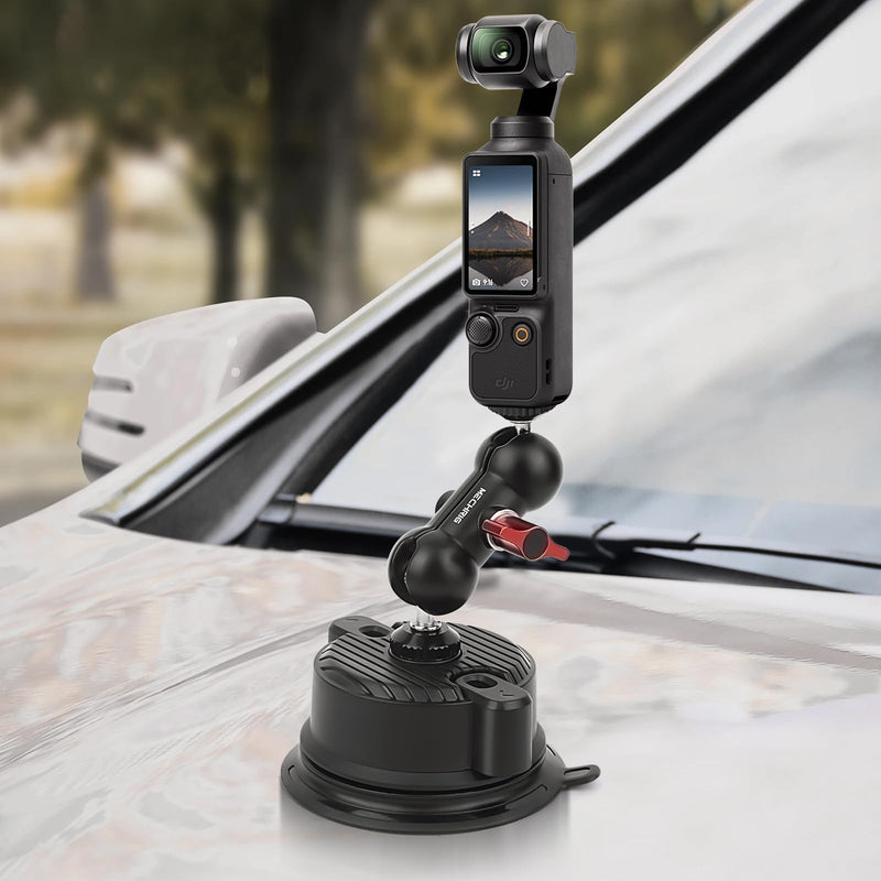 Suction Cup Car Mount with Phone Holder,360°Adjustable for Action Cameras & Smartphones,Windshield,Dashboard,Boat Mount for GoPro Hero 13/12/11/10,DJI OSMO Action,Insta360 X4/X3,and More