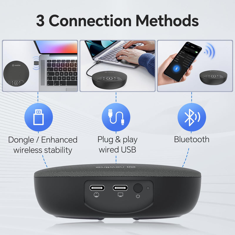NewlineWork Newpie 30 Bluetooth Speakerphone Conference Speaker and Microphone 360° Voice Pickup Portable USB Speakerphone with 4 Mics Noise Reduction Home Office Meeting Speaker for Teams/Zoom