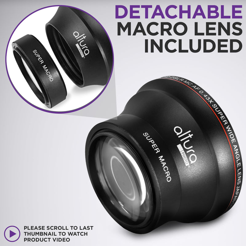 [AUSTRALIA] - 58MM 0.43x Altura Photo Professional HD Wide Angle Lens (w/Macro Portion) for Canon EOS 70D 77D 80D 90D Rebel T8i T7 T7i T6i T6s T6 SL2 SL3 DSLR Cameras 58MM 
