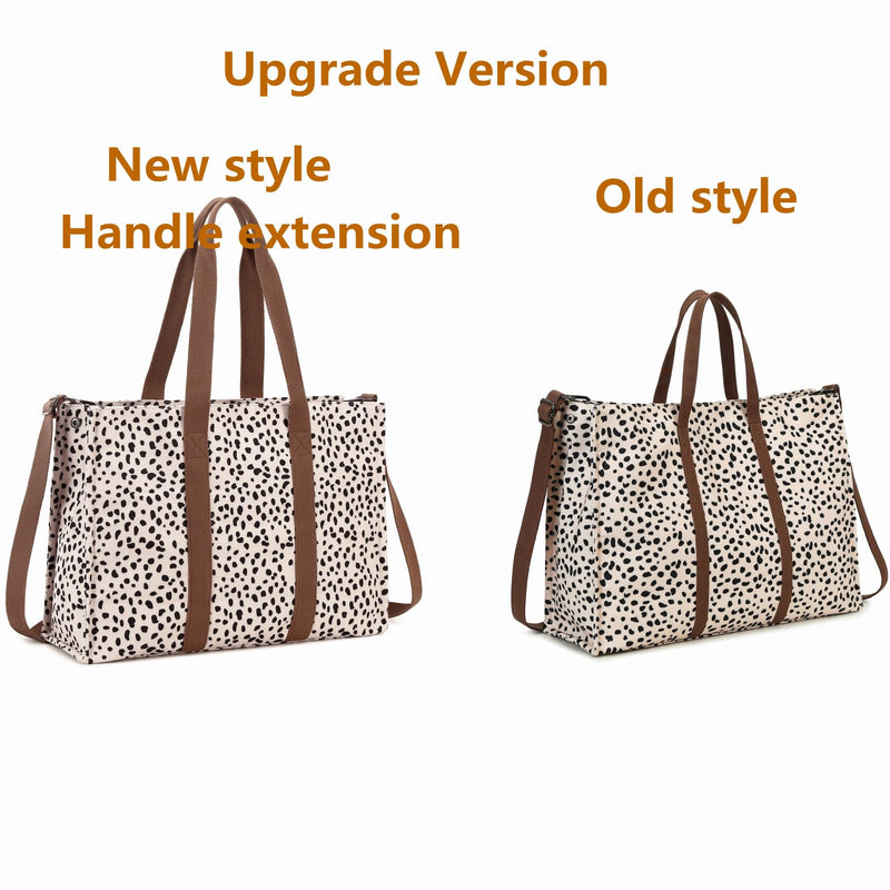Laptop Tote Bag for Women Work 15.6 inch Canvas Shoulder Bags Computer Messenger Purse Teacher Handbag Office Briefcase Leopard - Apricot