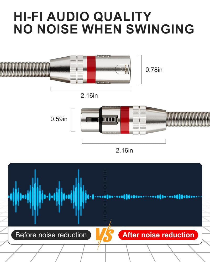 XLR Cables 12ft 2 Pack XLR Microphone Cable Gold-Plated Connectors Male to Female XL R Cable 3-pin Balanced Shielded Mic Speaker Cord, Metal Spring SR, Black