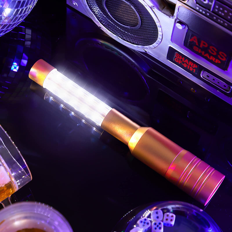 Lewtemi 4 Pieces Bottle Girl Lights Strobe Baton Bottle Service Lights Rechargeable Champagne Topper Handheld Sparklers for Bar Club VIP Nightclubs Party Event(Gold) Gold
