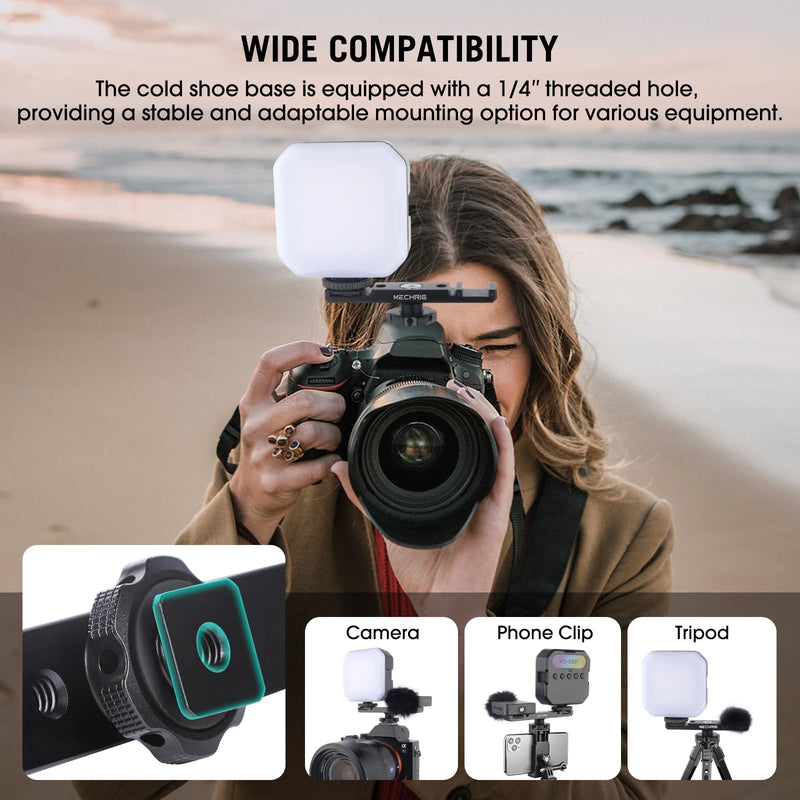 [AUSTRALIA] - Dual Cold Shoe Extension Bar Mount, Aluminum Dual Hot Shoe Mount Bracket with 1/4" Thread & Cable Slot, Cold Shoe Bracket for DSLR Camera LED Video Light Microphone Monitor (62034) 