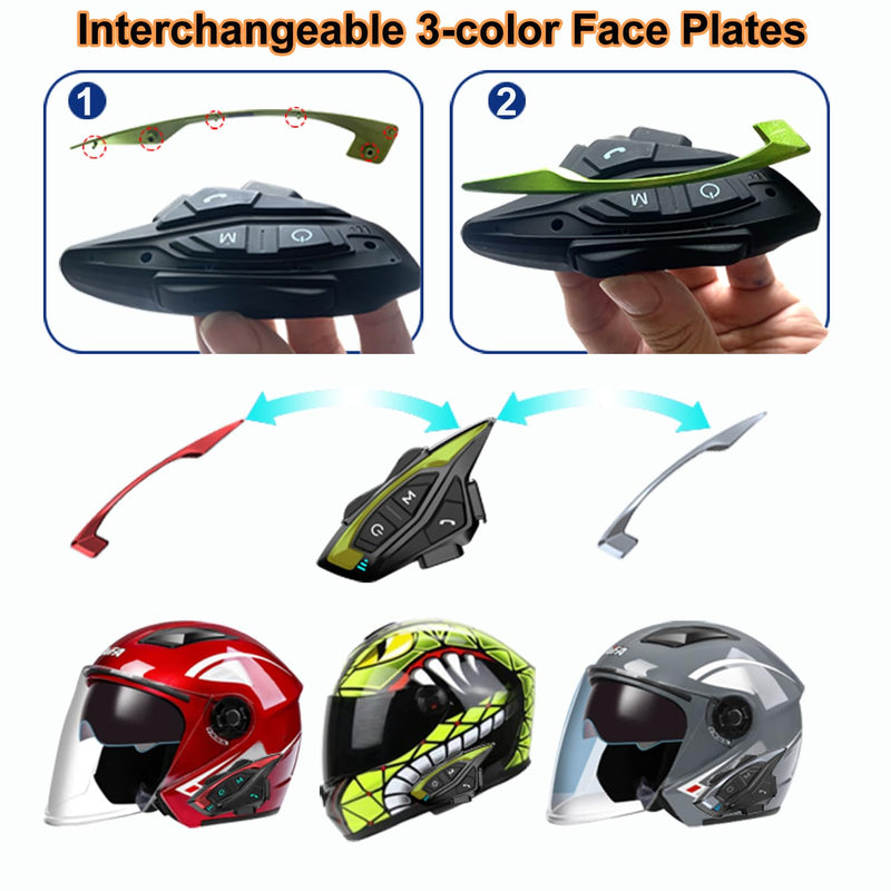 Motorbike Helmet Bluetooth intercom system,QSPORTPEAK Shark02 full duplex Wireless Motorbike Interphone for 2 Riders/Range1000m/Music sharing/Multi-country tone selection,One-step easy pairing(1 Pack)