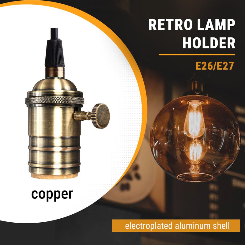 [AUSTRALIA] - Telituny Vintage Solid Lamp Holder, Vintage Lamp Holder E26/E27 Antique Lamp Holder with On/Off Switch Pendant Light Socket for Edison Screw Bulb, DIY Wall Table Ceiling Lamp 