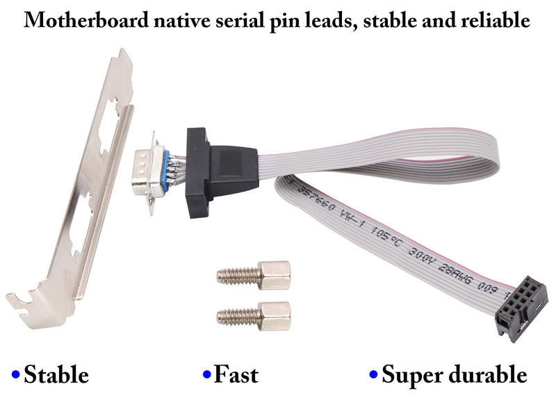 zdyCGTime 2 Port DB9 RS232Serial Port Bracket to 10 pin HeaderRibbon Cable Connector Adapter, DB9 Serial Male to 10P Motherboard Header Panel Mount Cable Serial Port Bracket (12in 4Pcs) (2 Port)