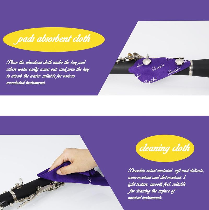 [AUSTRALIA] - Clarinet Cleaning Kit, Clarinet and Saxophone Care Kit, Key Oil, Cork Grease, Cotton Swabs, Cleaning Cloth, Thumb Rest, Mouthpiece Brush, Screwdriver... 