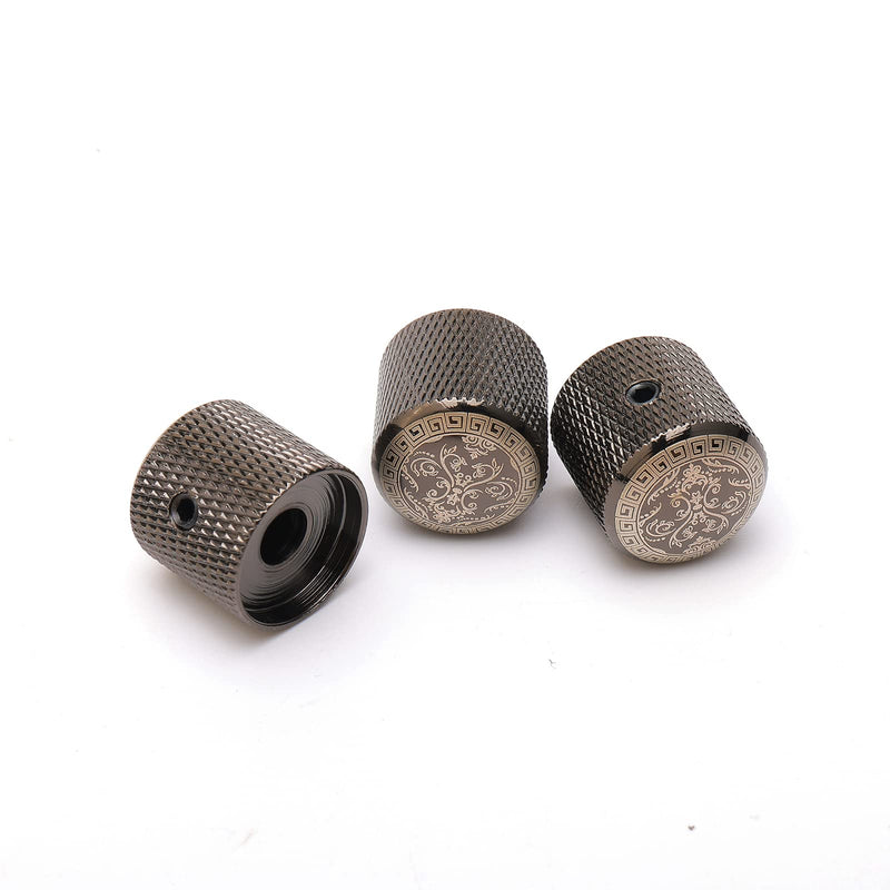 3PCS Classical Guitar Knobs Vintage-Inspired Engraved Metal Volume Tone Knobs for 6mm Shaft Pots Guitar