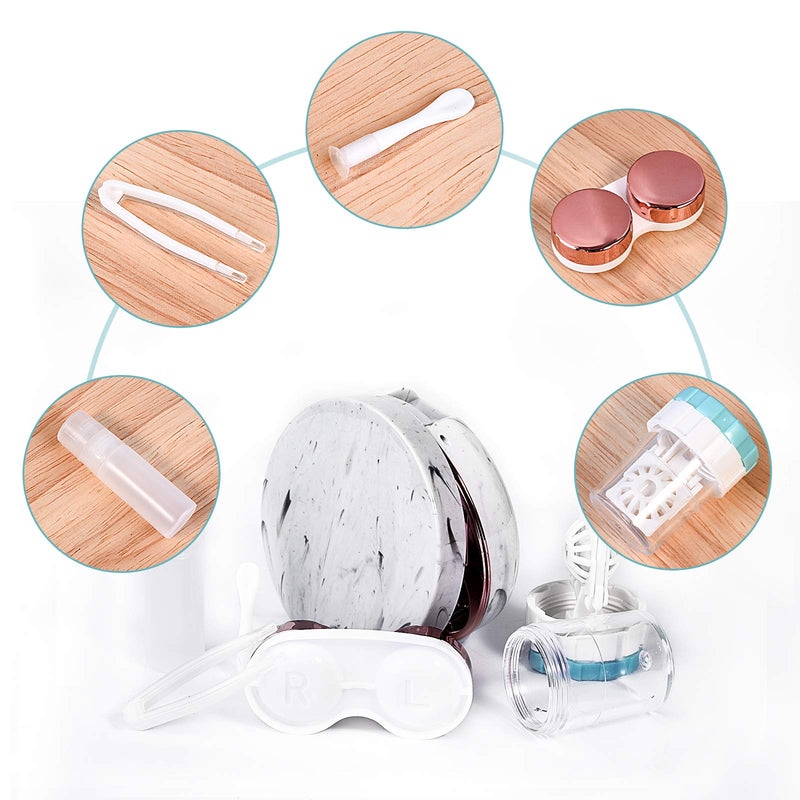 [AUSTRALIA] - Contact Lens Travel Kit with Cleaner Washer, Portable Contact Box with Mirror Tweezers Remover Tool Solution Bottle for Daily Outdoor Rose Gold 