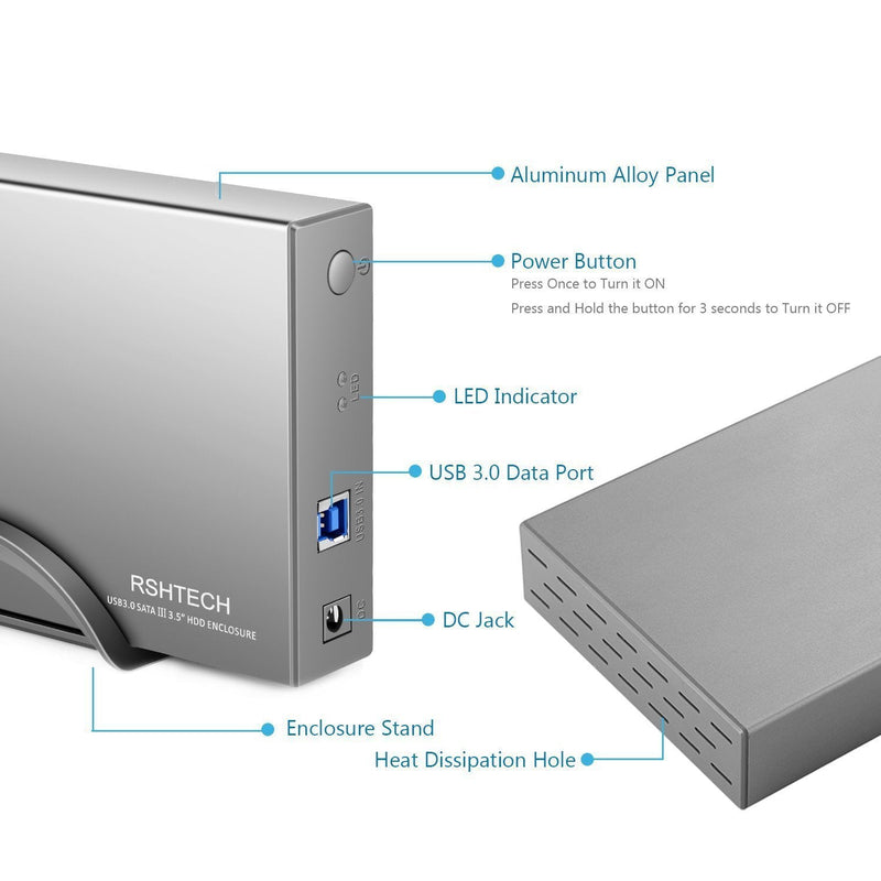 Aluminum 3.5inch USB 3.0 to SATA External Hard Drive Enclosure+SATA Dual Bay Hard Drive Docking Station