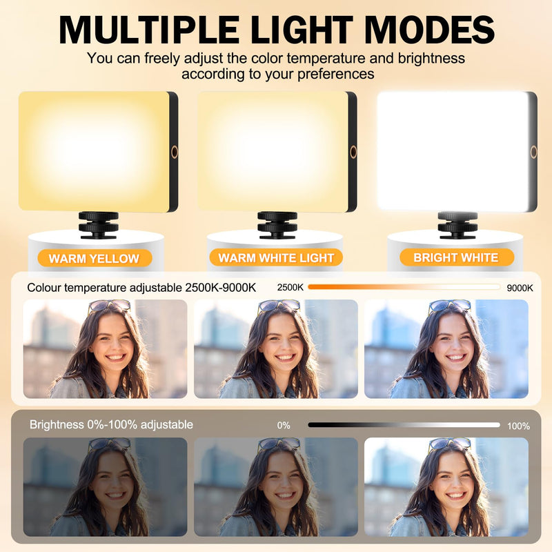 [AUSTRALIA] - Phone Light, 120 LED Selfie Light for iphone, 8000Mah Rechargeable Phone Light Clip Video Camera Light, Adjusted 3 Light Modes for Android, iPad, Laptop, for Makeup, TikTok, Vlog 