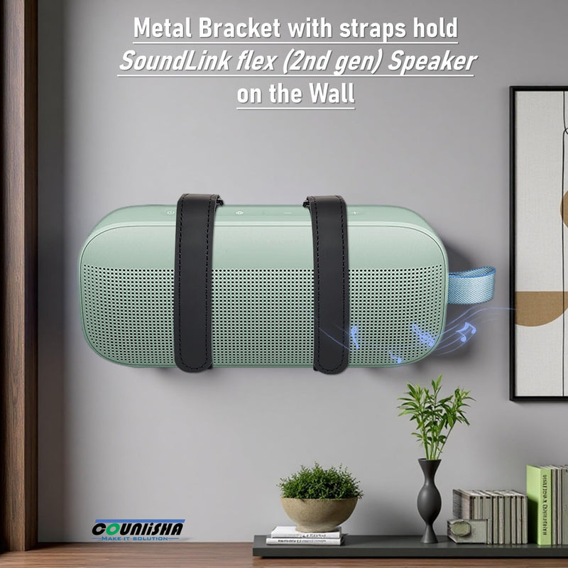 Metal Wall Mount for Bose SoundLink Flex Speaker (2nd Gen) ceiling Bracket | secure stable holder with adjustable straps for bose soundlink flex protable audio for Jet Ski/Snowmobile/Boat/PWC's,black