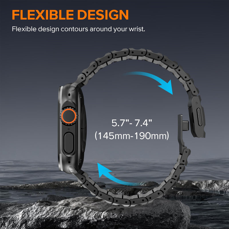 CHANCHY Grade 4 Titanium Silicone Magnetic Band for Apple Watch Bands Men | Titanium Silicone Dual-Layer Link 44/45/46/49mm, Business & Outdoor, Fits Apple Watch Ultra 3/2/1 Series 11 10 9 8 7 6 5 4 SE Titanium Edition, Black-Gray