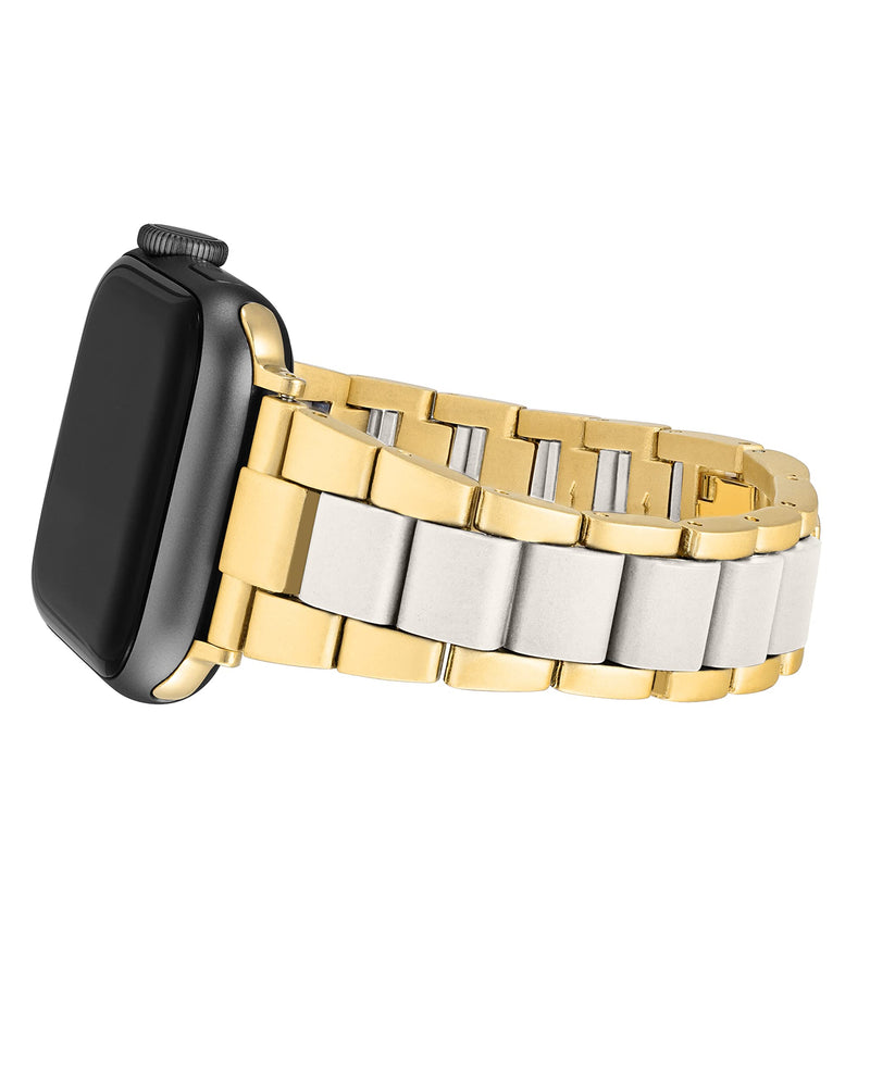 Anne Klein Oceanworks Plastic Link Bracelet for Apple Watch, Secure, Adjustable, Fits Most Wrists Gold/White 42mm (Series 10) & 38/40/41mm