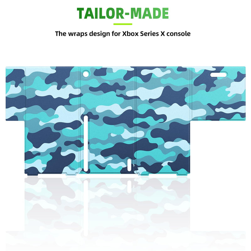 Magnetic Smart Wraps for Xbox Series X Console, Full Protection Protective Cover Case for Xbox Series X Accessories with Premium PU Leather and Soft Inner Lining - Blue Camo