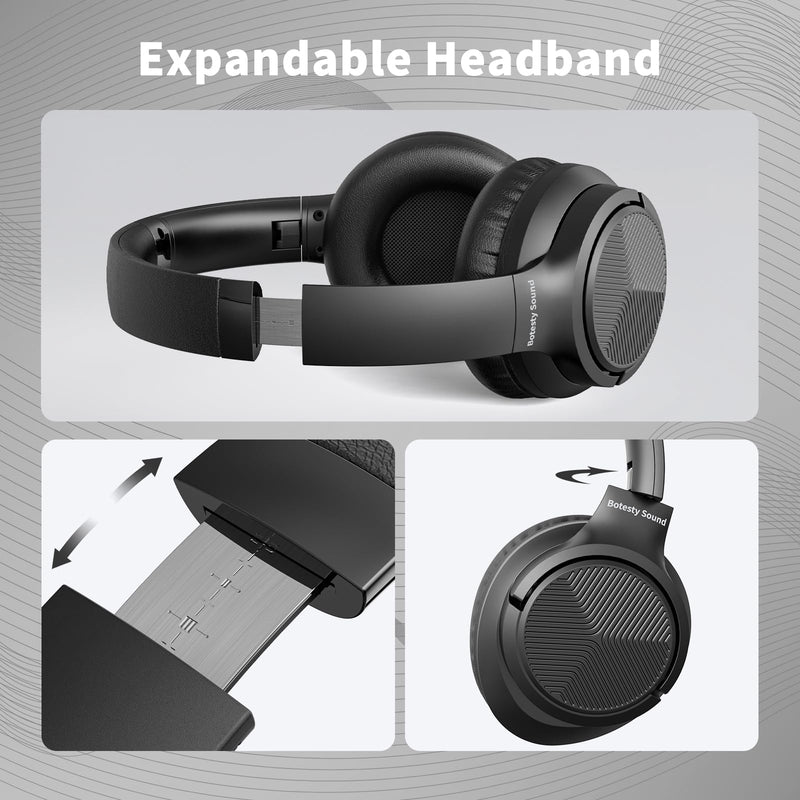 [AUSTRALIA] - Headphones Wired with Microphone, Over Ear Foldable Headphones with 4.9ft Tangle-Free Nylon Cord, 3.5mm Plug in Headphones for Smartphone,Tablet,Computer,MP3/4 (Black) 
