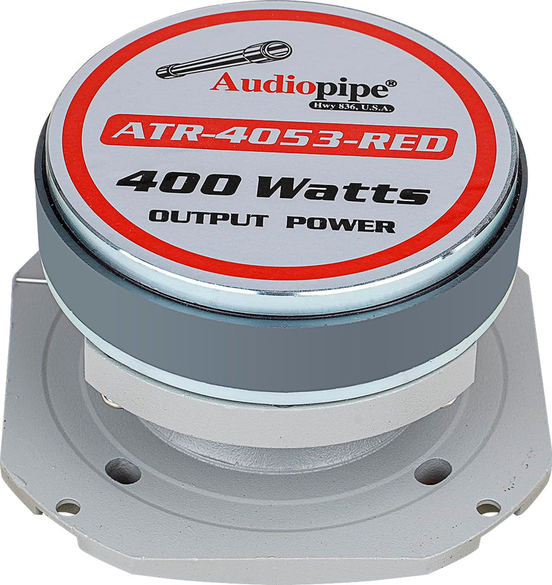 Audiopipe Heavy Duty Super Tweeter (ATR-4053-RED), 400 Watts, Die Cast Aluminum Frame, Candy Red, Diamond Chrome Cutting Fnish, 1.5” Kapton Voice Coil, 4-8 Ohms