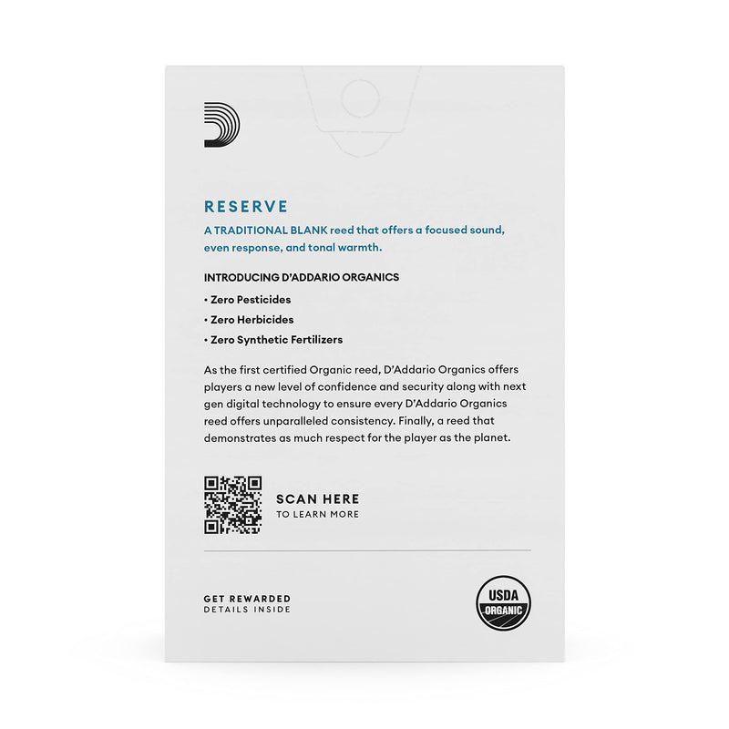 D'Addario Reserve Bb First & Only Organic 3.0 Strength, 10 Pack Clarinet Reeds (ODCR1030)