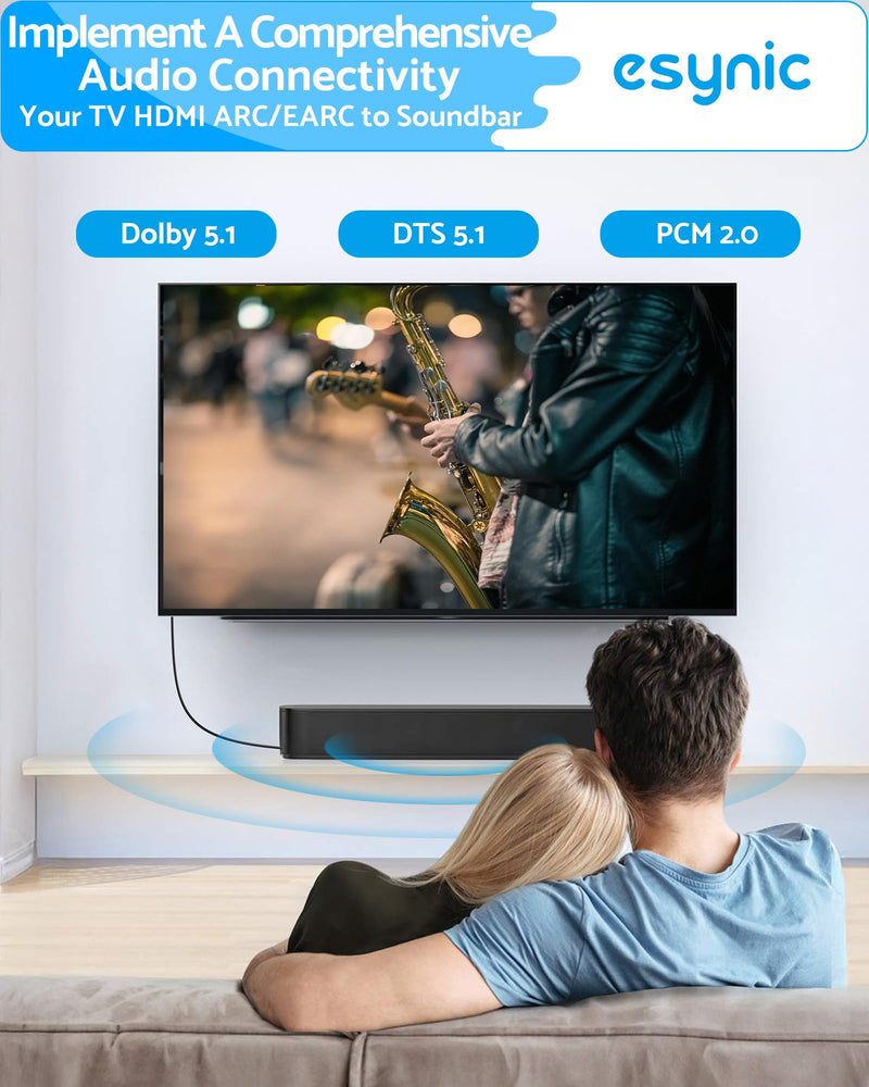 [AUSTRALIA] - eSynic 192KHZ eARC to Optical Converter-Integrated Cable Designed-5 ft Long-USB Powerd eARC/ARC Audio Extractor-Plug& Play-Dolby5.1 & DTS 5.1 Formats-Only from HDTV to Optical Soundbar-No CEC 