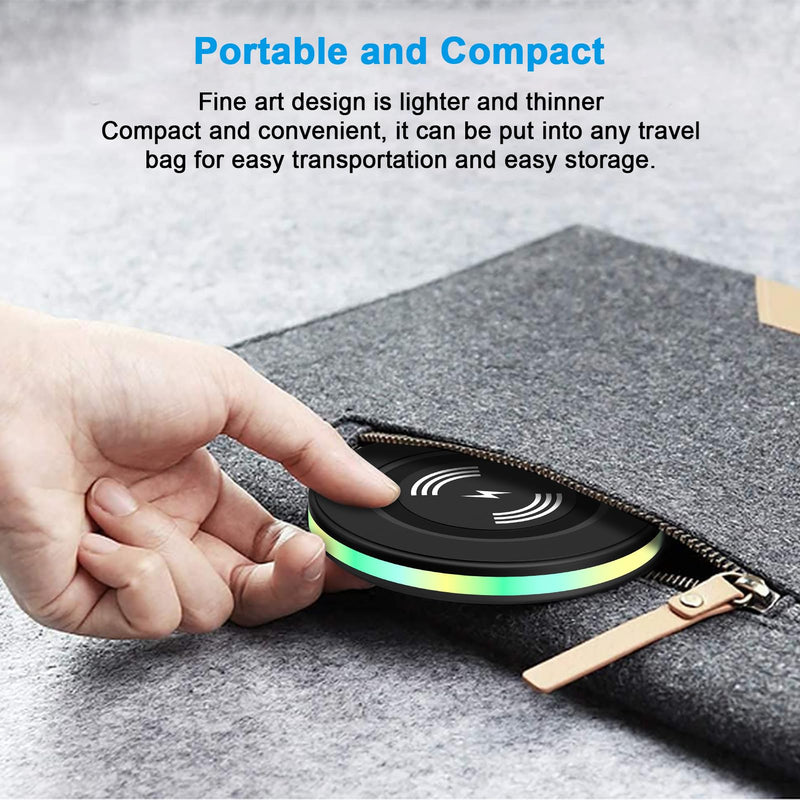 15W Samsung Wireless Charger Fast Charging for Samsung Galaxy S24 S23 Ultra S22+ S21 S20 FE S10 S9, Wireless Charger Pad Phone Charging Station for iPhone 15 14 13 12 11, Google Pixel 8 Pro 7a 6 Pro 1-Pack Black