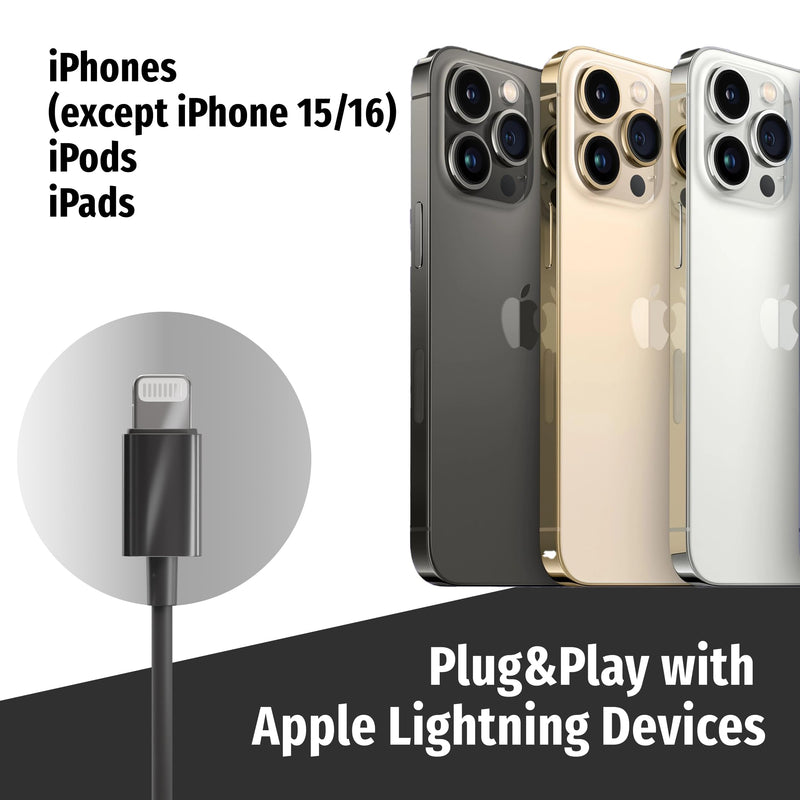 Symphonized Premium Wooden Airtube Headphones (Lightning) - Microphone & Volume Control, EMF Wired Headphones for iPhone 14, 13, 12, 11, or Lower, Wired Earbuds Lightning, Corded Earphones with Mic Lightning (iPhone 5 to 14) Black