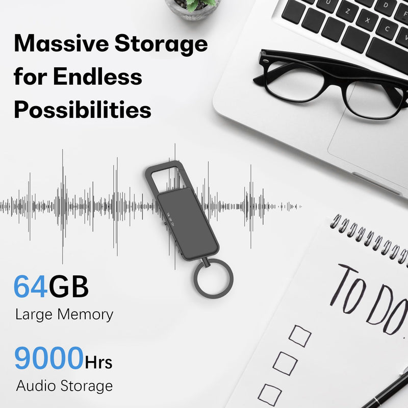 [AUSTRALIA] - 64GB Digital Voice Recorder with Playback – Portable Audio Recorder with Voice Activation, Noise Reduction, Long Battery Life – for Lectures, Meetings, Notes, Interviews 