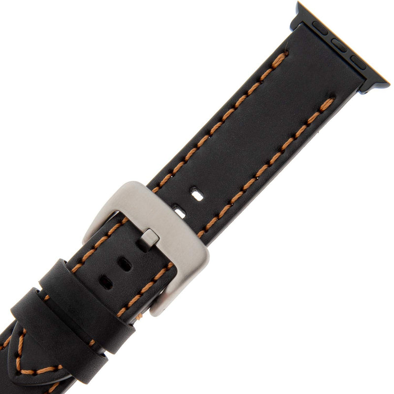 Gilden Sport Calfskin Leather Watch Strap TS62-SMART, fits Apple Apple Watch Fits 42mm/44mm Apple Watch Black