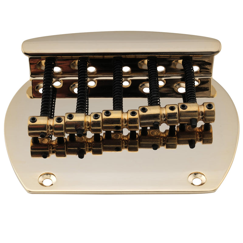 Musiclily Pro 16mm Steel 5-String Bass Bridge for Musicman Style Bass, Gold