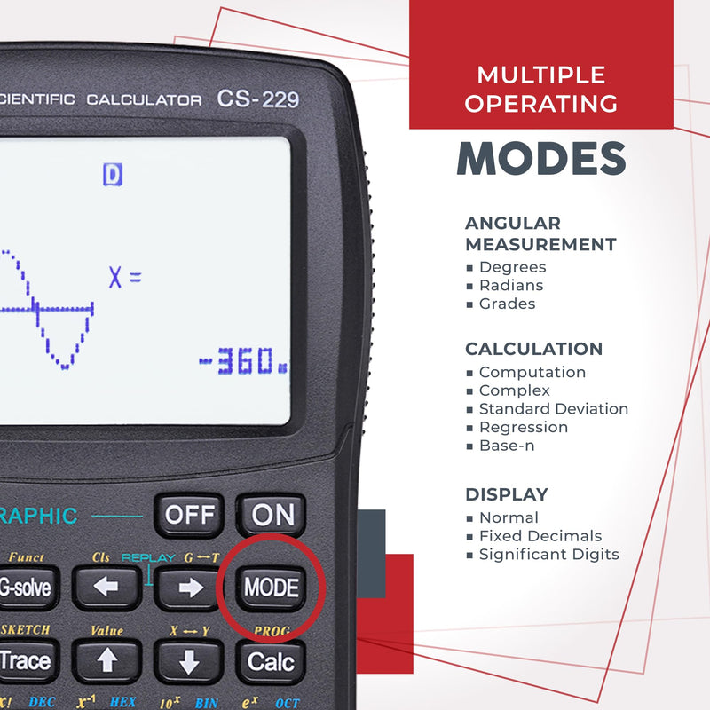 CATIGA Scientific Calculators with Graphic Functions, Graphing Calculators with Multiple Modes, Scientific Calculators for Students, High School or College Courses, Calculadora Cientifica, CS-229 Black