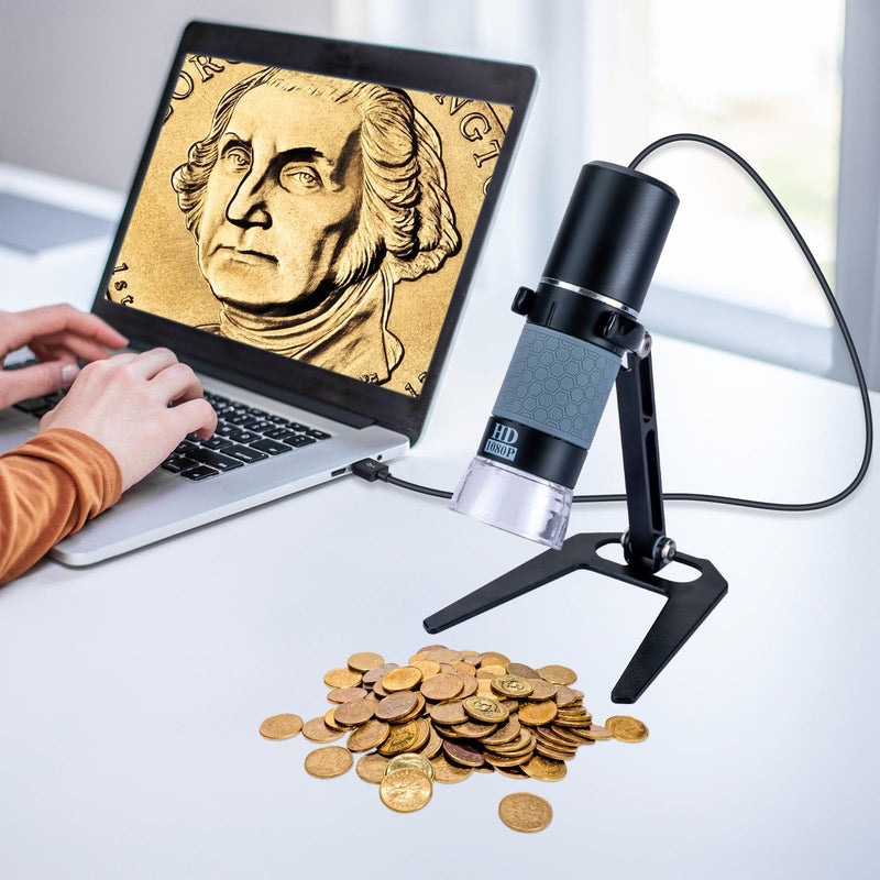[AUSTRALIA] - Ninyoon Full HD 1080P USB Digital Microscope Camera for iPhone iPad Android PC, 50-1000X High Definition Portable Handheld Microscope with Light for Coin Plants Trichome Soldering Skin Scalp Black 