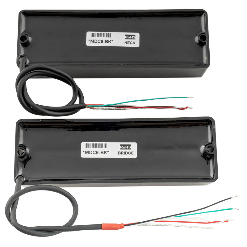 Artec MDC6 Ceramic Magnet Soapbar Style Bass Pickup Neck Bridge Pickups Set 16K for 6-String Bass, Black Black Set