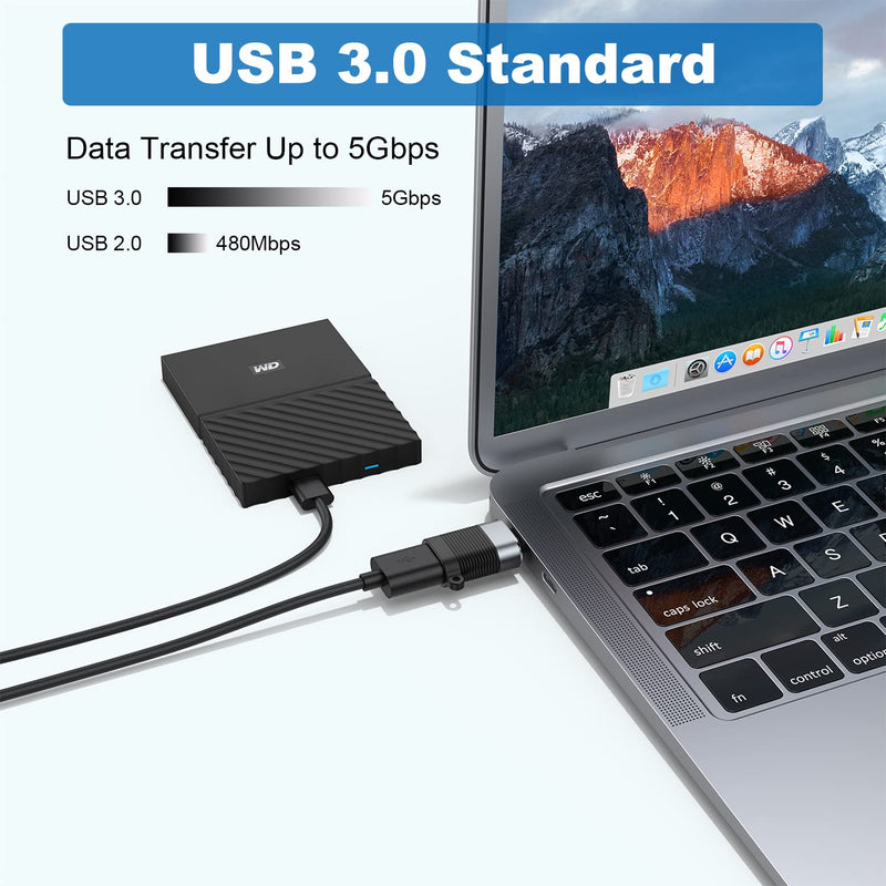 [AUSTRALIA] - AreMe USB C Adapter (6 Pack), Micro USB Male to USB C Female, USB 3.0 Male to USB C Female, USB Type-C Male to USB 3.0 Female Converter Connector Black and Grey 