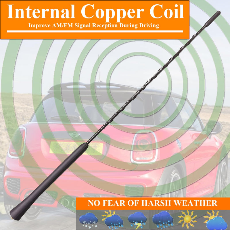 [AUSTRALIA] - 16 Inch Flexible Rubber Antenna Replacement Mast for Mini Cooper Hardtop (2013-2024), Mini Countryman (2013-2016), Mini Coupe (2013-2015), Mini Roadster (2013-2016), Mini Paceman 