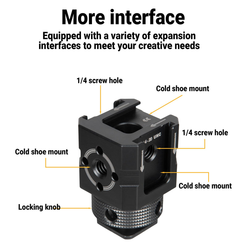 [AUSTRALIA] - Aluminum Camera Shoe Mount - Ultralight Cold Shoe Adapter with Multi 1/4" Threads, 60g Quick-Release Plate for DSLR/Mirrorless/Outdoor Photography 