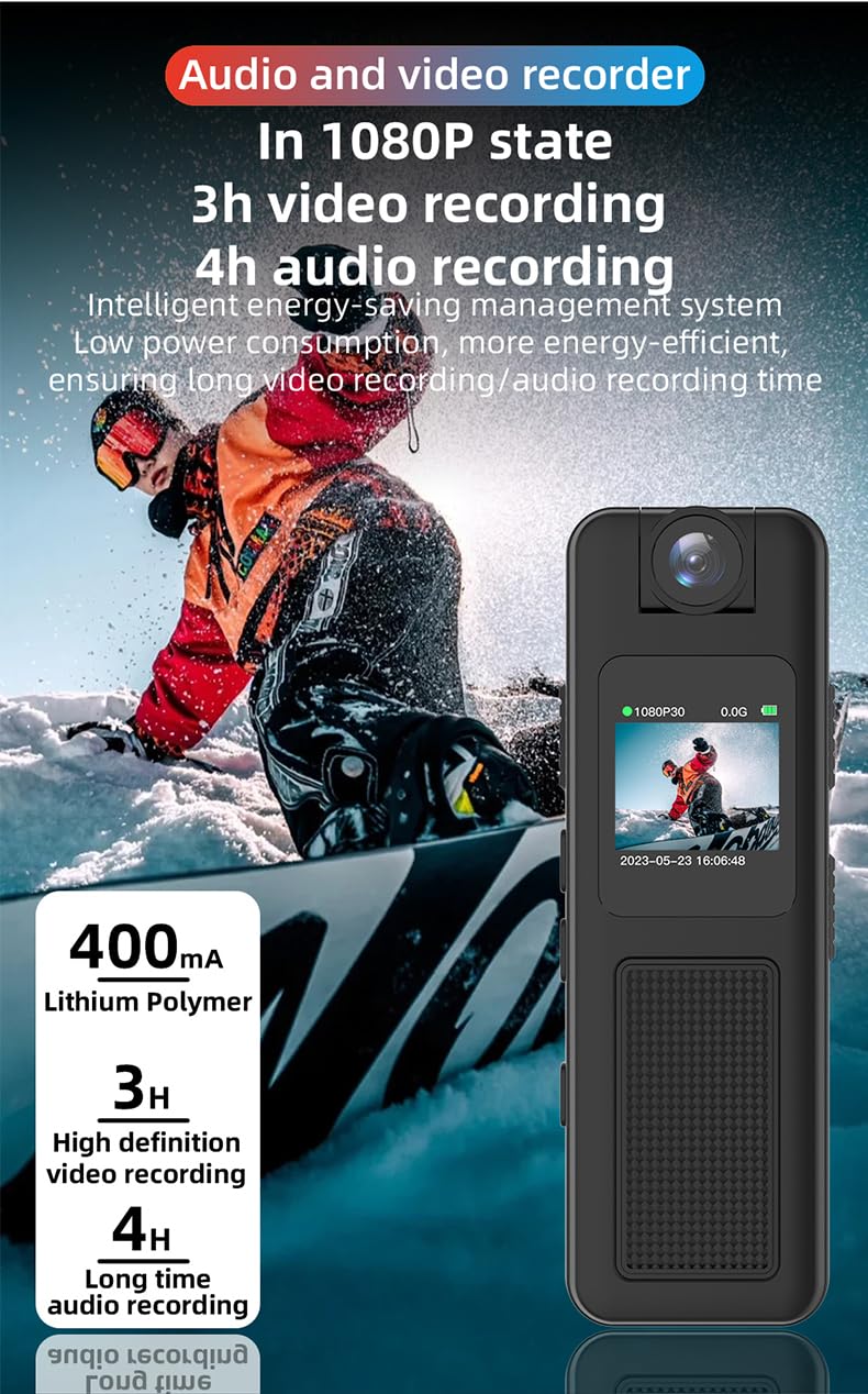 [AUSTRALIA] - Body Camera with Audio and Video Recording，180° Rotating Lens Body Camera Audio and Video Recorder 32GB Mini Body Worn Camcorder， for Personal Civilians, Police Law Enforcement 