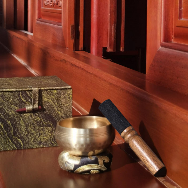 Tibetan Singing Bowl Set (3.15 Inch, copper) - Hand-Hammered, Perfect for Sound Bath, Yoga & Meditation Stress Relief, Comes with Gift Box, Free Palo Santo Wood + California White Sage Type2 Copper Singing Bowl Set with Gift Box Ø3.15 Inch