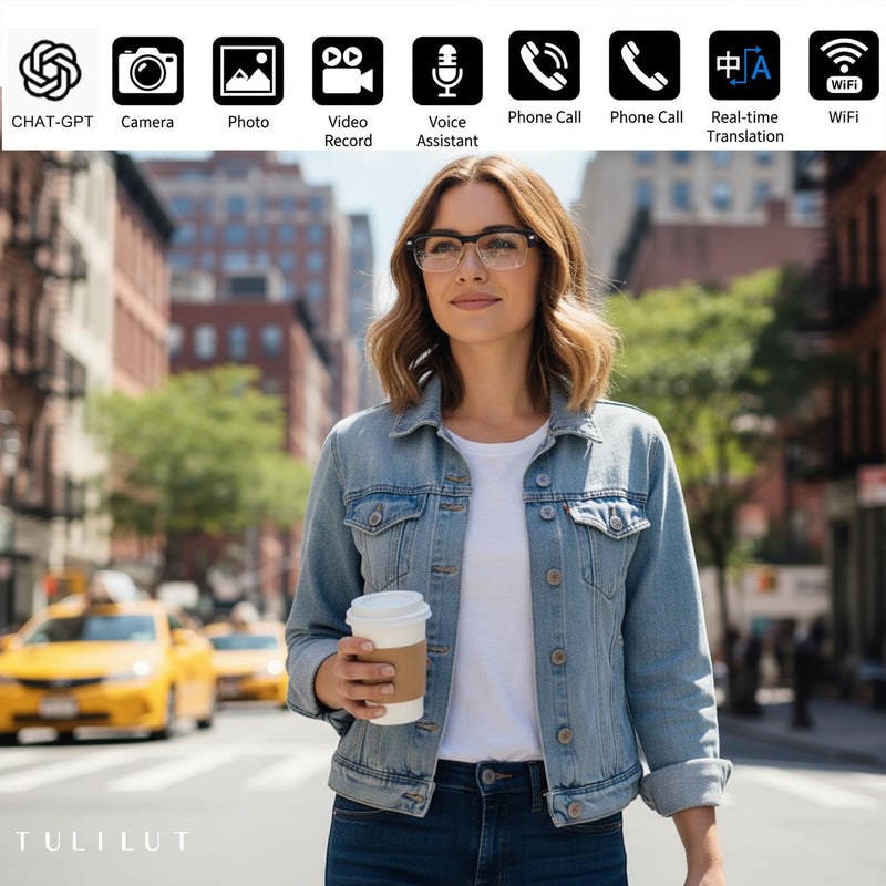 AI Smart Glasses with 8MP Camera – Bluetooth Sunglasses for Men with Real-Time Translation, Voice Assistant, Open-Ear Audio, Auto Photochromic Lenses Lenses L802-US