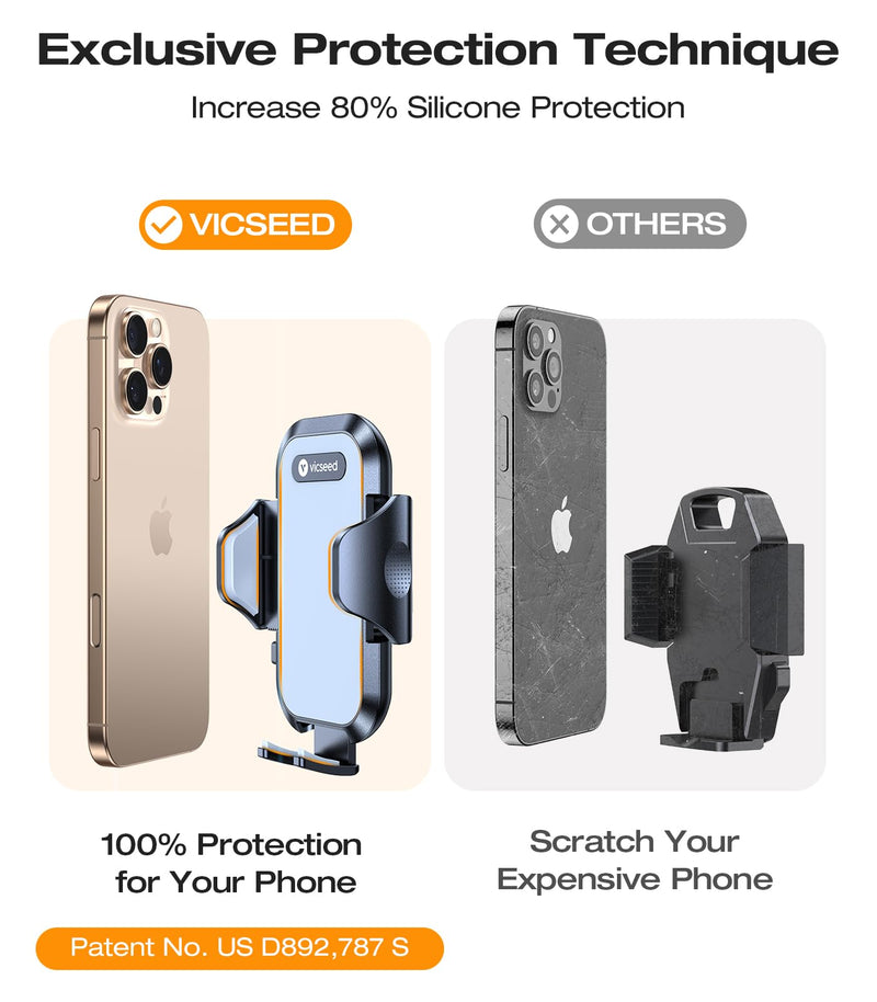VICSEED Car Phone Holder with Metal CD Slot & Air Vent Clip [Secure Hold] | Anti-Shake CD Phone Holder for Car, Thick Case Friendly, Stays Secure on Bumpy Roads, for iPhone 17 Pro Max Android Samsung Black