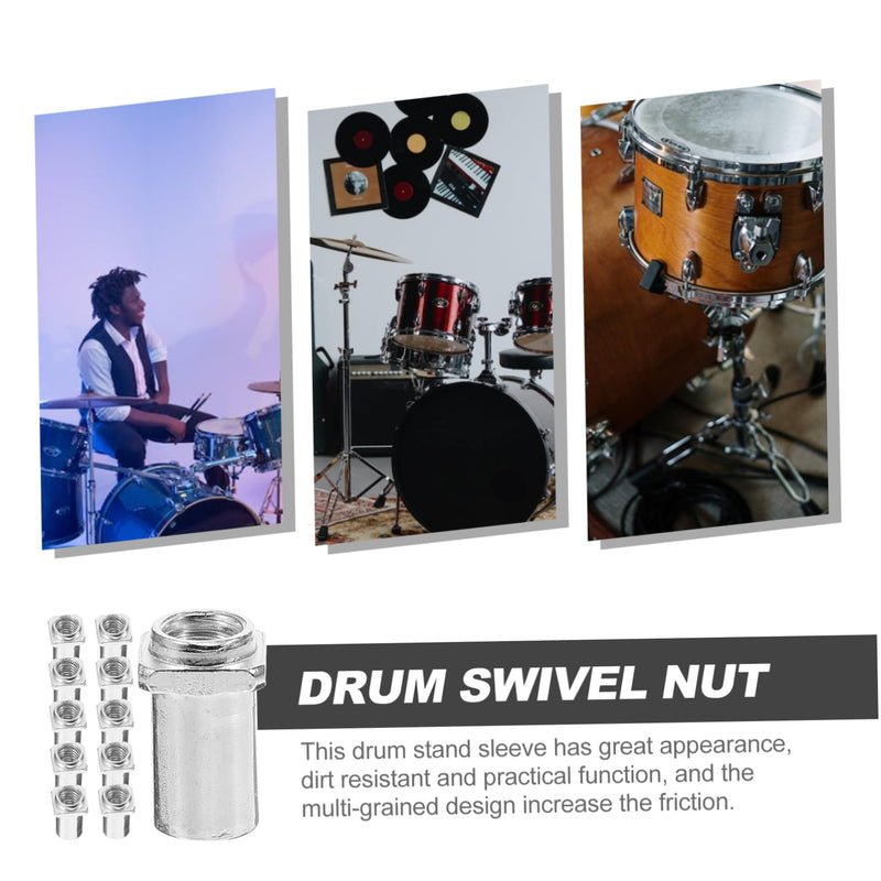 20pcs Metal Guitar Floor Roller Electric Guitar Tuner Drum Stand Sleeve Spare Part for Tom Lug Drum Swivel Nuts Swivel Nuts for Tom Lug Drum Accessory Floor Drum Accessory Screw M5 1.5x0.9cm 0.6mm