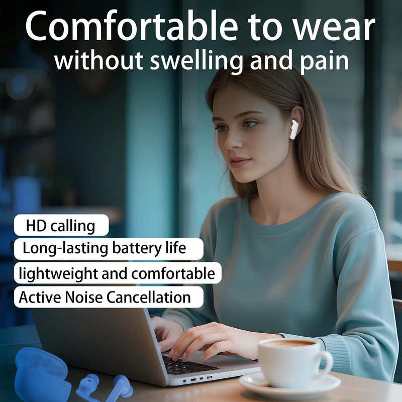 Wireless Earbuds Active Noise Cancelling, 40H Bluetooth 5.3 Headphones IPX7 | Active Noise Cancelling, 40H Playtime, Bluetooth 5.3, IPX7 Waterproof, Hi-Fi Stereo, In-Ear, USB-C Fast Charging, Universal Cloud white